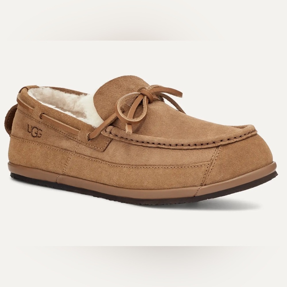 UGG Parkdale Moc Toe Tan Sheepskin Shearling Fur Slip On Moccasin Loafers Sz 10